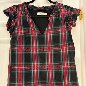Vineyard Vines Red and Green Plaid Blouse